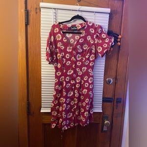 Jamie Brooke Red and Daisy polka dot dress size s-m
